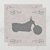 のどのエンボスのオートバイのバイクもしくは自転車に乗る人の結婚式招待状 招待状 (正面/裏面)