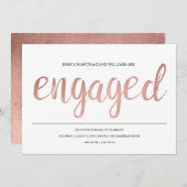 のどの婚約したなばら色の金ゴールドホイル 招待状 (正面/裏面)