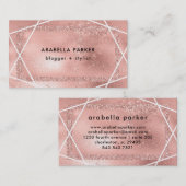 のどの幾何学的なばら色の金ゴールドのグリッターの一見 名刺 (正面/裏面)