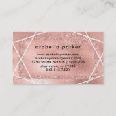 のどの幾何学的なばら色の金ゴールドのグリッターの一見 名刺 (裏面)