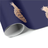 のどの濃紺のばら色の金ゴールドのパイナップル ラッピングペーパー (ロールコーナー)