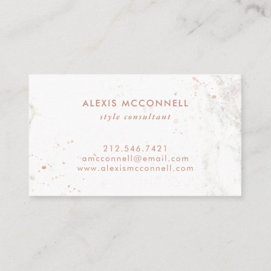 のどの白い大理石|の円のばら色の金ゴールドの一見 名刺 (裏面)