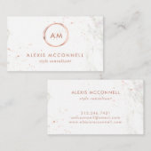 のどの白い大理石|の円のばら色の金ゴールドの一見 名刺 (正面/裏面)