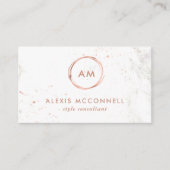 のどの白い大理石|の円のばら色の金ゴールドの一見 名刺 (正面)