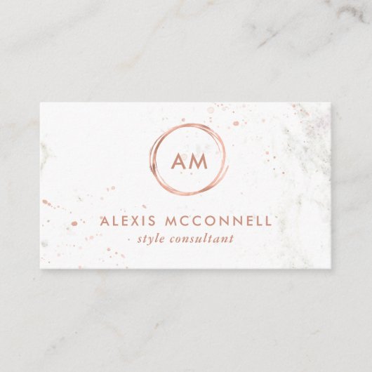 のどの白い大理石|の円のばら色の金ゴールドの一見 名刺 (正面)