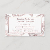 のどの白のばら色の金ゴールドホイルのペイズリーパターン 名刺 (裏面)