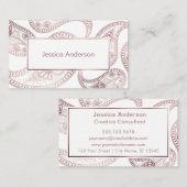 のどの白のばら色の金ゴールドホイルのペイズリーパターン 名刺 (正面/裏面)