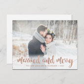 のどの結婚したで、メリーなばら色の金ゴールドのクリスマスの写真| シーズンポストカード (正面/裏面)