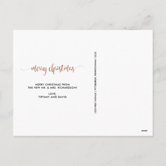 のどの結婚したで、メリーなばら色の金ゴールドのクリスマスの写真| シーズンポストカード (裏面)