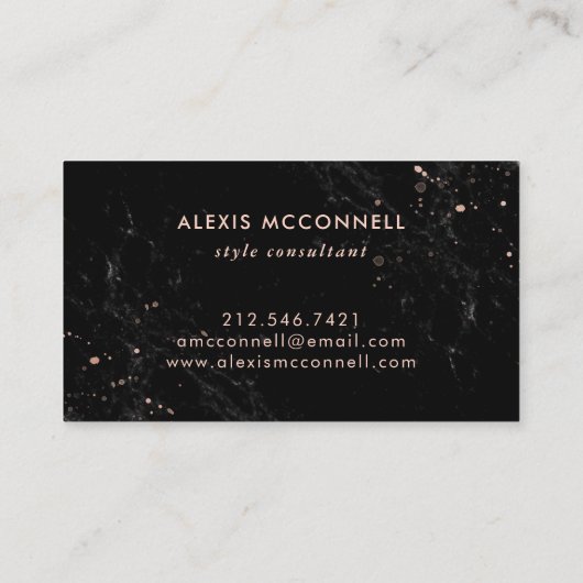 のどの黒い大理石|の円のばら色の金ゴールドの一見 名刺 (裏面)