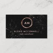 のどの黒い大理石|の円のばら色の金ゴールドの一見 名刺 (正面)