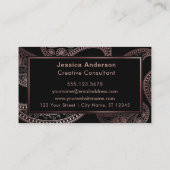 のどの黒のばら色の金ゴールドホイルのペイズリーパターン 名刺 (裏面)