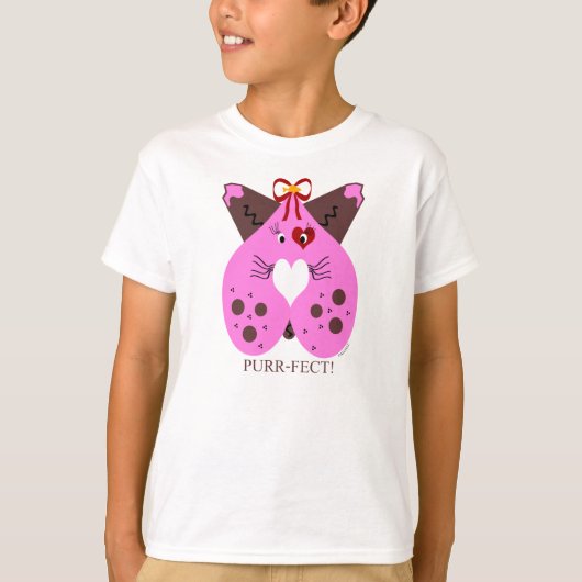 のどを鳴らす音Fectのバレンタインの子猫猫 Tシャツ (正面)