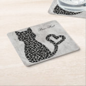 のどを鳴らす音Fect猫のコースター スクエアペーパーコースター (アングル)