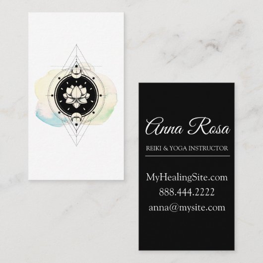 *~*のはすは夢のヨガに神聖な記号の月を主演します 名刺 (正面/裏面)