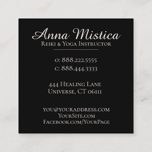 *~*のはす月エネルギー治療師のマッサージの霊気のヨガ スクエア名刺 (裏面)
