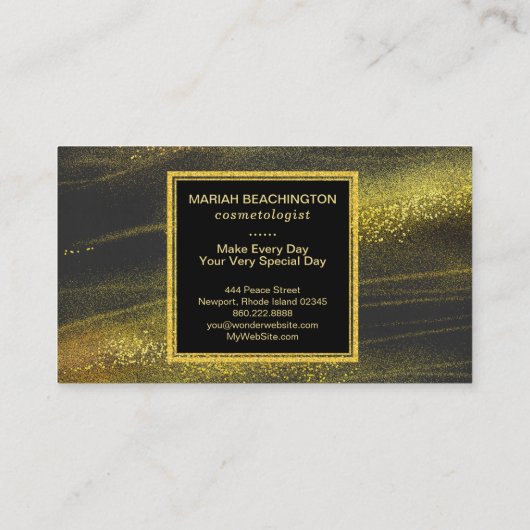 *~*のはっきりしたな抽象的な金ゴールド塵および黒い刺激 名刺 (裏面)