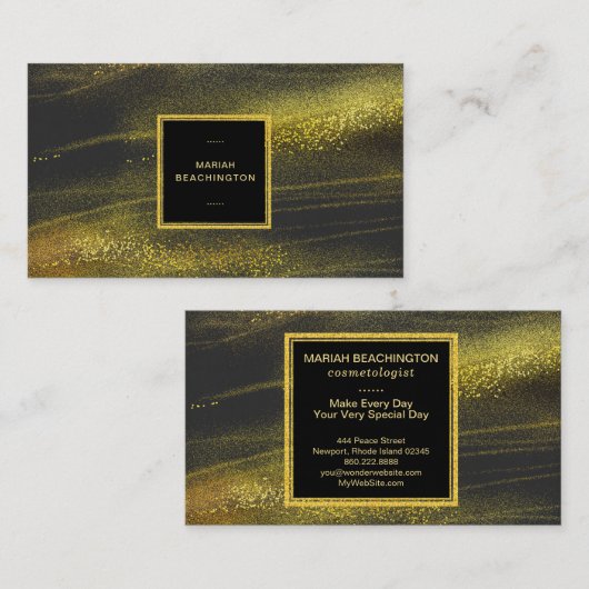 *~*のはっきりしたな抽象的な金ゴールド塵および黒い刺激 名刺 (正面/裏面)