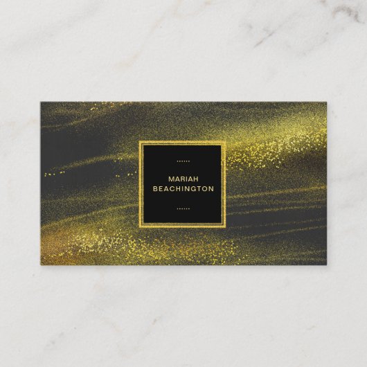 *~*のはっきりしたな抽象的な金ゴールド塵および黒い刺激 名刺 (正面)