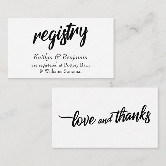 のはっきりしたレジストリカー結婚ドの手書きスクリプト エンクロージャーカード (正面/裏面)