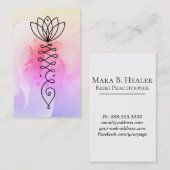 *~*のばら色のはすハートの夢のヨガのマッサージの霊気 名刺 (正面/裏面)