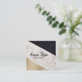 *~*のばら色の金ゴールドホイルの幾何学的で抽象的なブロック スクエア名刺 (スタンド正面)