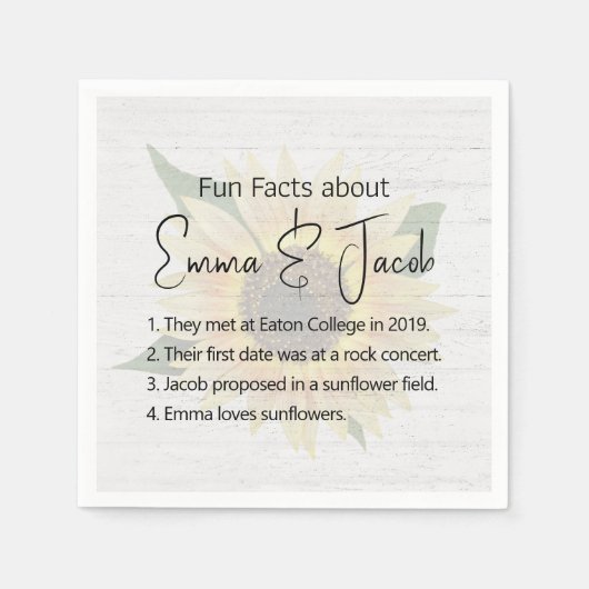 のひまわり結婚と木に関するおもしろい スタンダードカクテルナプキン (正面)