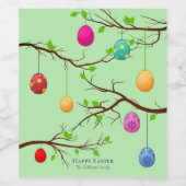 のぶら下がったイースターの卵、春の木の枝 ワインラベル (シングルラベル)