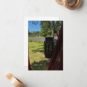 のぶら下がったガーデンランタン&ラベンダーフィールド ノートカード (正面/裏面インサイチュ)