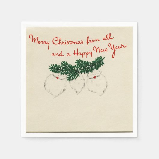 のぶら下がったサンタビアズペーパーナプキン スタンダードカクテルナプキン (正面)