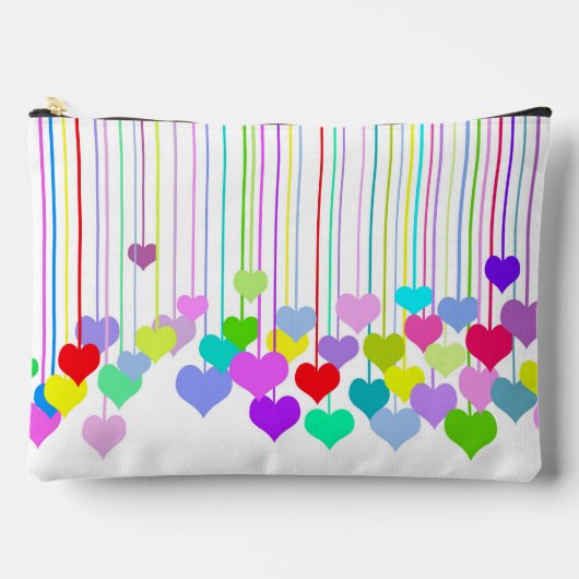 のぶら下がったハートオンホワイト アクセサリーポーチ (正面)