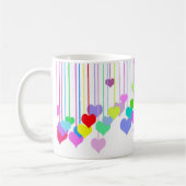 のぶら下がったハートオンホワイト コーヒーマグカップ (左)