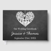 のぶら下がったハートツリーチョーク結婚ボードコレクション ゲストブック (正面)