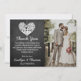のぶら下がったハートツリーチョーク結婚ボードコレクション サンキューカード