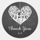 のぶら下がったハートツリーチョーク結婚ボードコレクション ラウンドシール (正面)