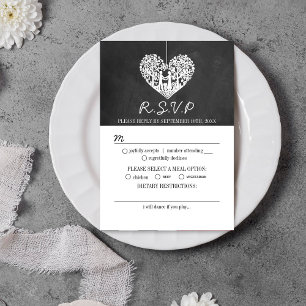 のぶら下がったハートツリーチョーク結婚ボードコレクション 出欠カード
