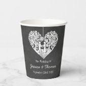 のぶら下がったハートツリーチョーク結婚ボードコレクション 紙コップ (裏面)