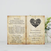 のぶら下がったハートツリーヴィンテージウェディングバイフォールドプログラム (スタンド正面)