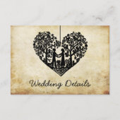 のぶら下がったハートツリーヴィンテージウェディング詳細 エンクロージャーカード (正面)