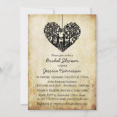 のぶら下がったハートツリーヴィンテージブライダルシャワー 招待状 (正面)