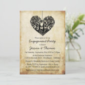 のぶら下がったハートツリーヴィンテージ婚約シャワー 招待状 (スタンド正面)