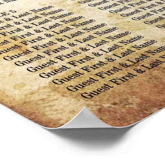 のぶら下がったハートツリーヴィンテージ結婚式のシーティングチャート ポスター (角)