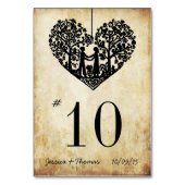 のぶら下がったハートツリーヴィンテージ結婚式テーブル番号 テーブルナンバー (裏面)