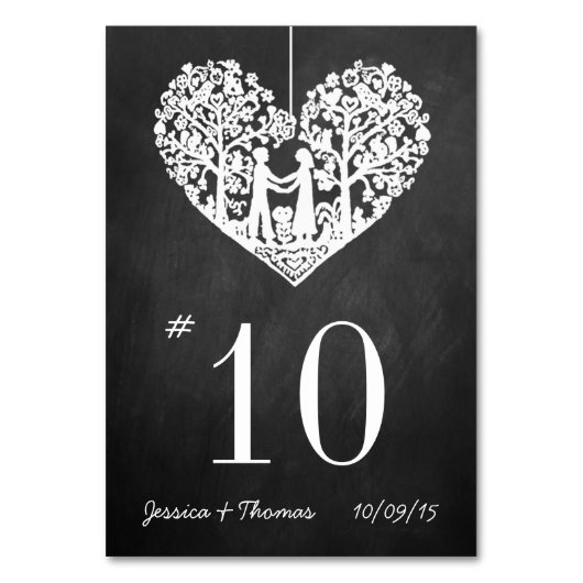 のぶら下がったハートツリー結婚のテーブル番号 テーブルナンバー (正面)