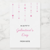 のぶら下がったハートミニワインボトルラベル(2" x 3") ワインラベル (シングルラベル)