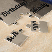 のぶら下がったバスケットピンク紫の花誕生日ギフト ジグソーパズル (側面)