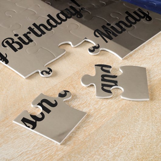 のぶら下がったバスケットピンク紫の花誕生日ギフト ジグソーパズル (側面)