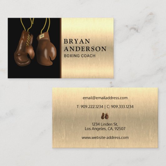 のぶら下がったボクシング手袋名刺 名刺 (正面/裏面)