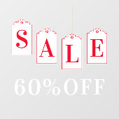 のぶら下がったラベルショップ店の販売割引オフ ウィンドウサイン (シート)