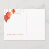 のぶら下がったランタン結婚の写真日付を保存 案内ポストカード (裏面)